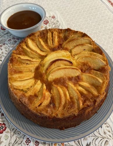 Normandy Apple Cake with Salted Caramel Sauce